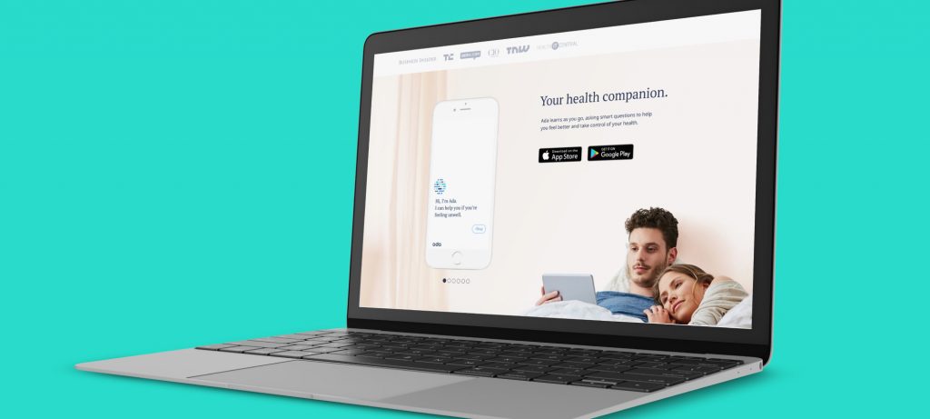 Ada website on a laptop